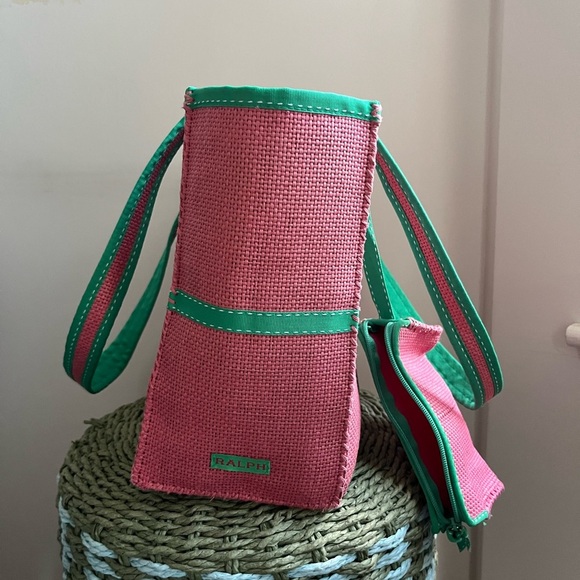 RALPH Ralph Lauren Watermelon Pink-Green Straw-woven Shoulder bag - Picture 6 of 14